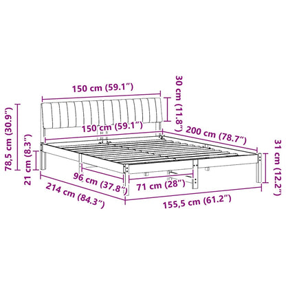Bedframe Bruin en taupe 150 x 200 cm Massief grenenhout