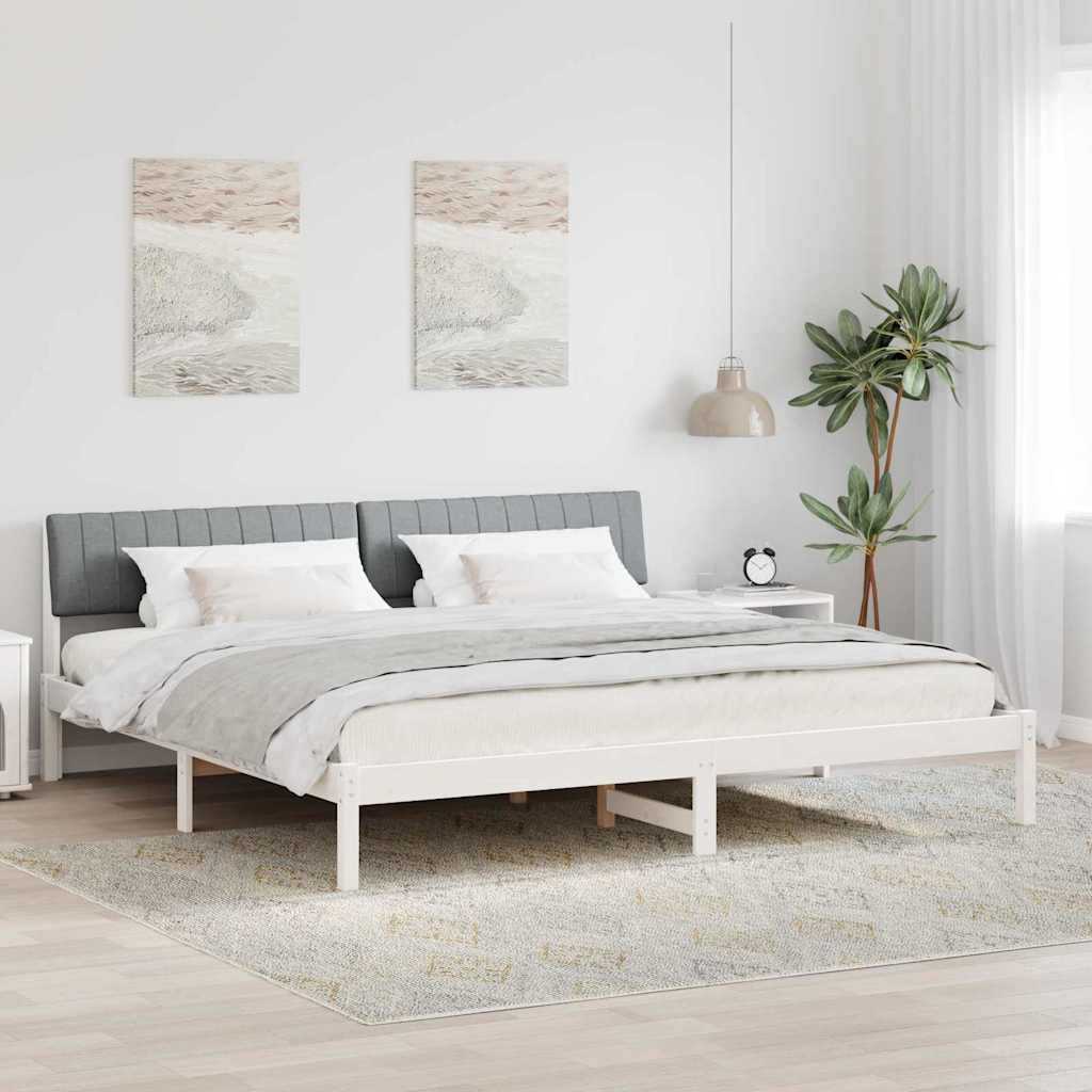 Bedframe Wit en lichtgrijs 150 x 200 cm Massief grenenhout