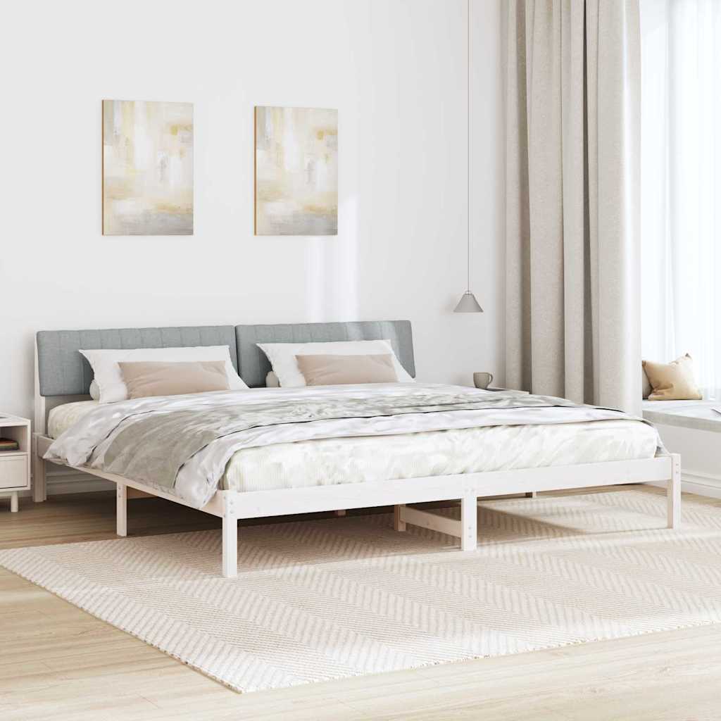 Bedframe Wit en lichtgrijs 150 x 200 cm Massief grenenhout