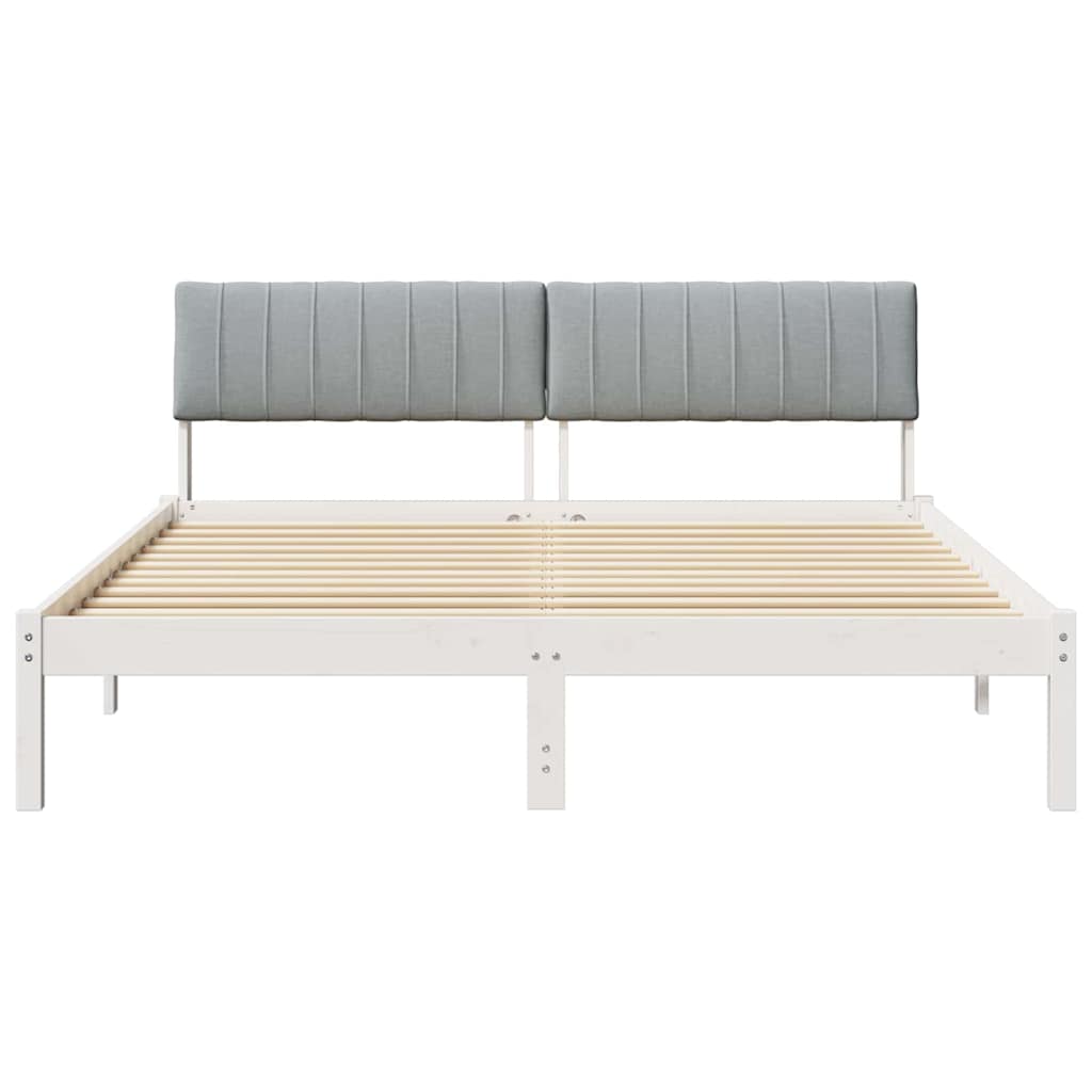 Bedframe Wit en lichtgrijs 150 x 200 cm Massief grenenhout