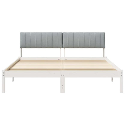 Bedframe Wit en lichtgrijs 150 x 200 cm Massief grenenhout