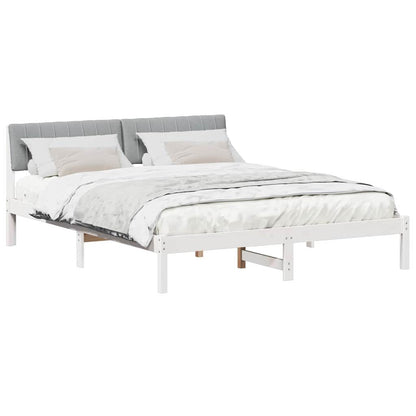 Bedframe Wit en lichtgrijs 150 x 200 cm Massief grenenhout