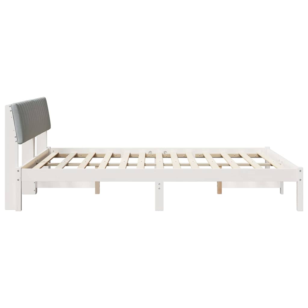 Bedframe Wit en lichtgrijs 150 x 200 cm Massief grenenhout