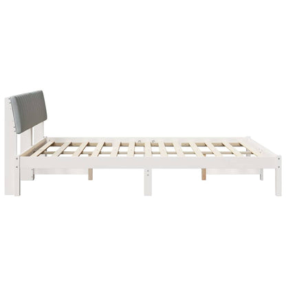 Bedframe Wit en lichtgrijs 150 x 200 cm Massief grenenhout