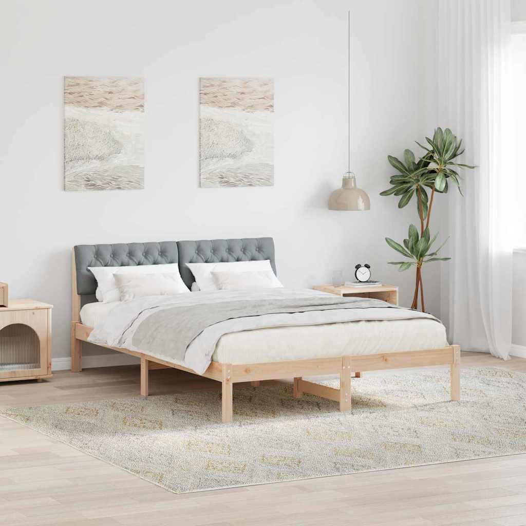 Bedframe Bruin en lichtgrijs 140 x 200 cm Massief grenenhout