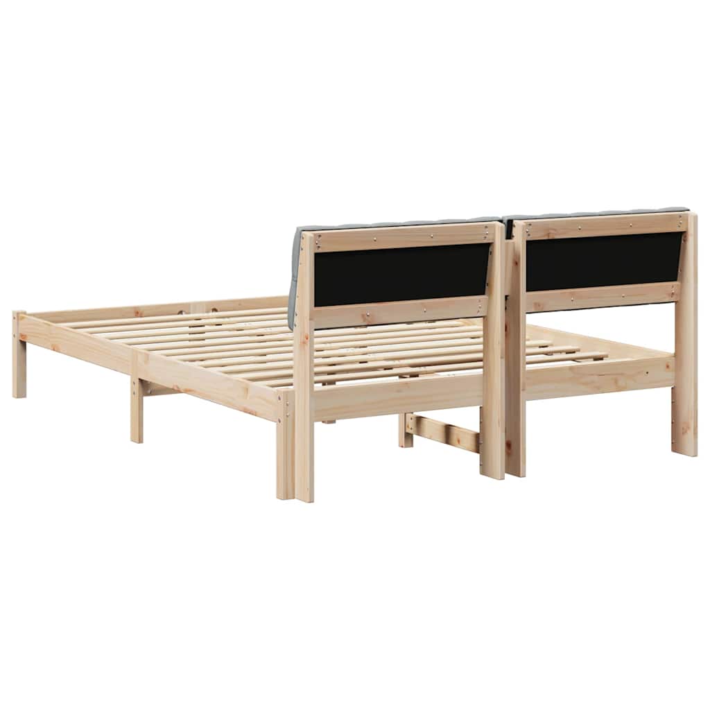 Bedframe Bruin en lichtgrijs 140 x 200 cm Massief grenenhout