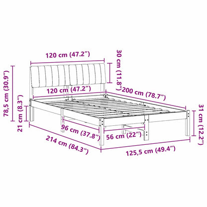 Bedframe Bruin en lichtgrijs 120 x 200 cm Massief grenenhout
