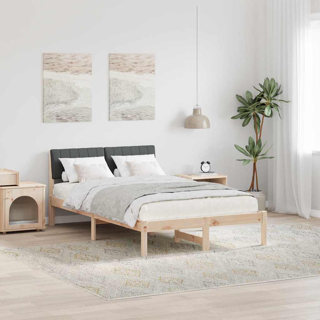 Bedframe Bruin en donkergrijs 120 x 200 cm Massief grenenhout