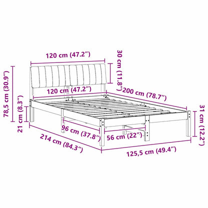 Bedframe Bruin en zwart 120 x 200 cm Massief grenenhout