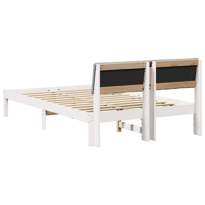 Bedframe Wit en lichtgrijs 120 x 200 cm Massief grenenhout
