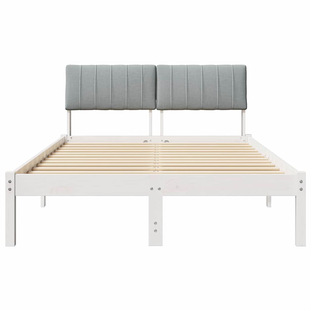 Bedframe Wit en lichtgrijs 120 x 200 cm Massief grenenhout