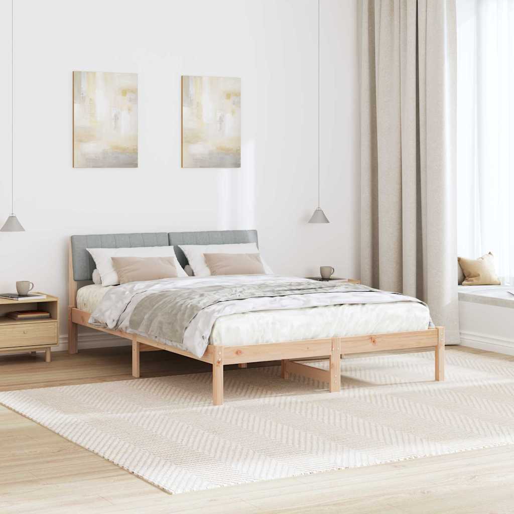 Bedframe Bruin en lichtgrijs 140 x 190 cm Massief grenenhout