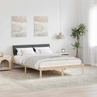 Bed Frame Brown and Dark Grey 140 x 190 cm Solid Pine Wood