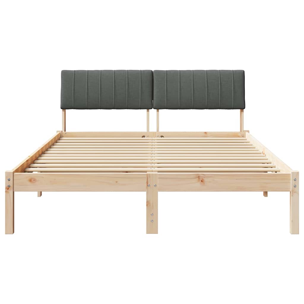 Bedframe Bruin en donkergrijs 140 x 190 cm Massief grenenhout
