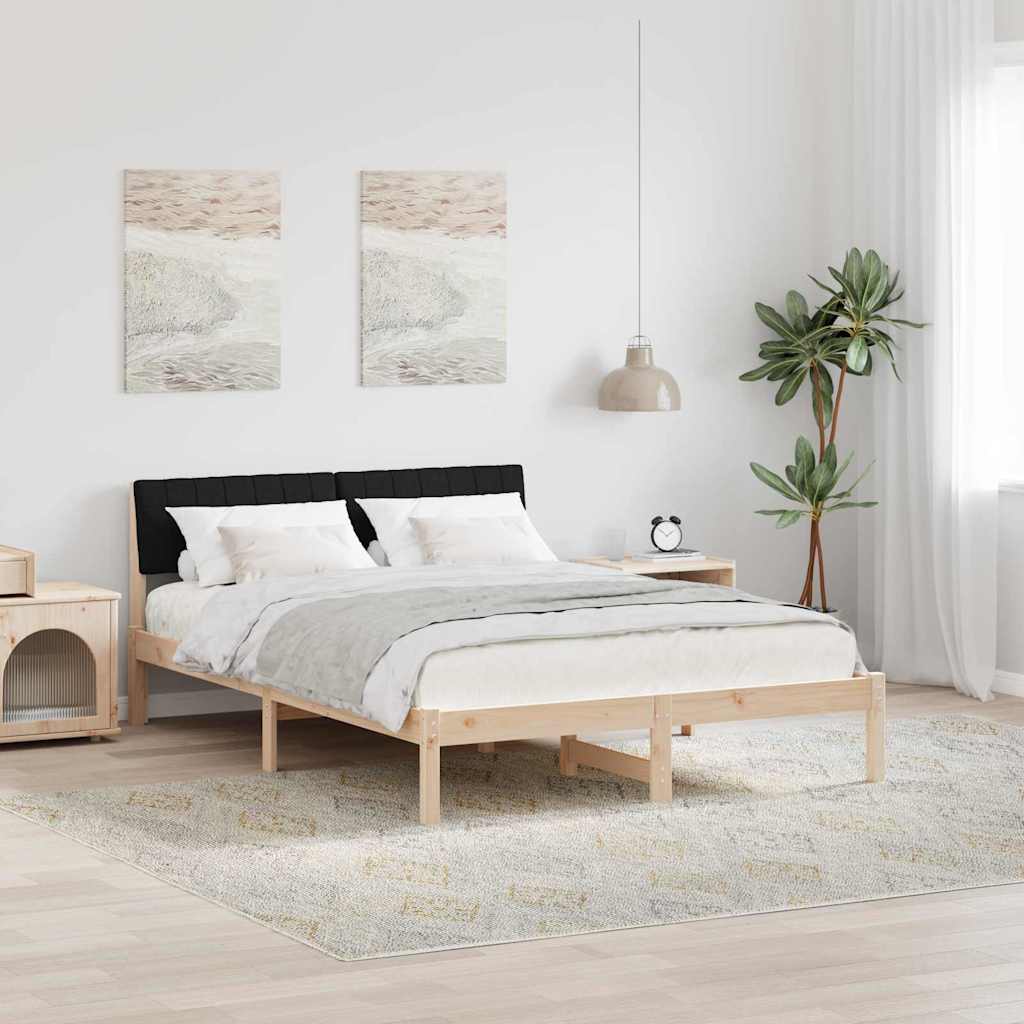 Bedframe Bruin en zwart 140 x 190 cm Massief grenenhout