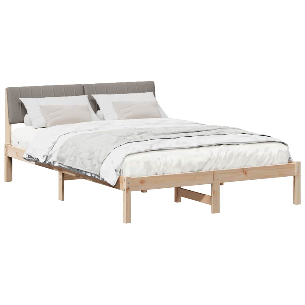 Bedframe Bruin en taupe 140 x 190 cm Massief grenenhout