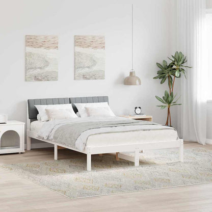 Bedframe Wit en lichtgrijs 140 x 190 cm Massief grenenhout