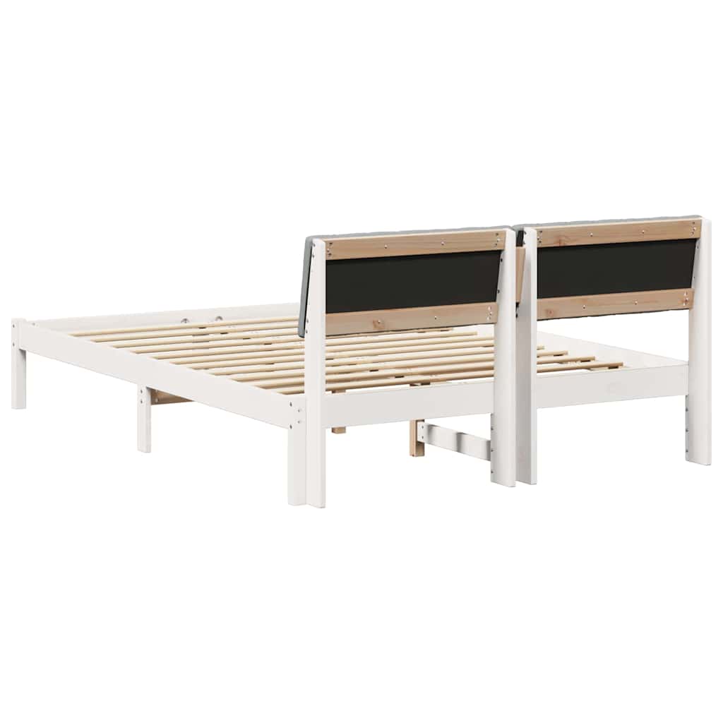 Bedframe Wit en lichtgrijs 140 x 190 cm Massief grenenhout