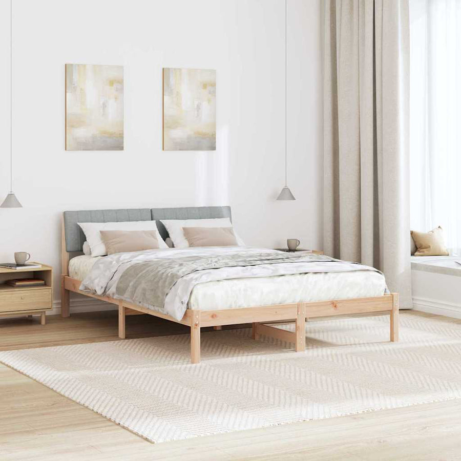 Bedframe Bruin en lichtgrijs 135 x 190 cm Massief grenenhout