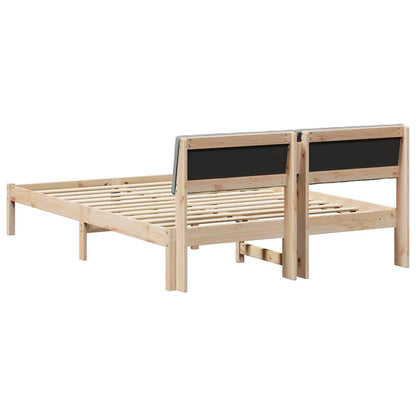 Bedframe Bruin en lichtgrijs 135 x 190 cm Massief grenenhout