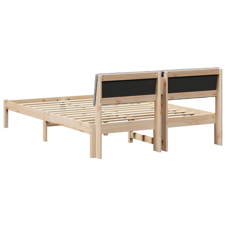 Bedframe Bruin en lichtgrijs 135 x 190 cm Massief grenenhout
