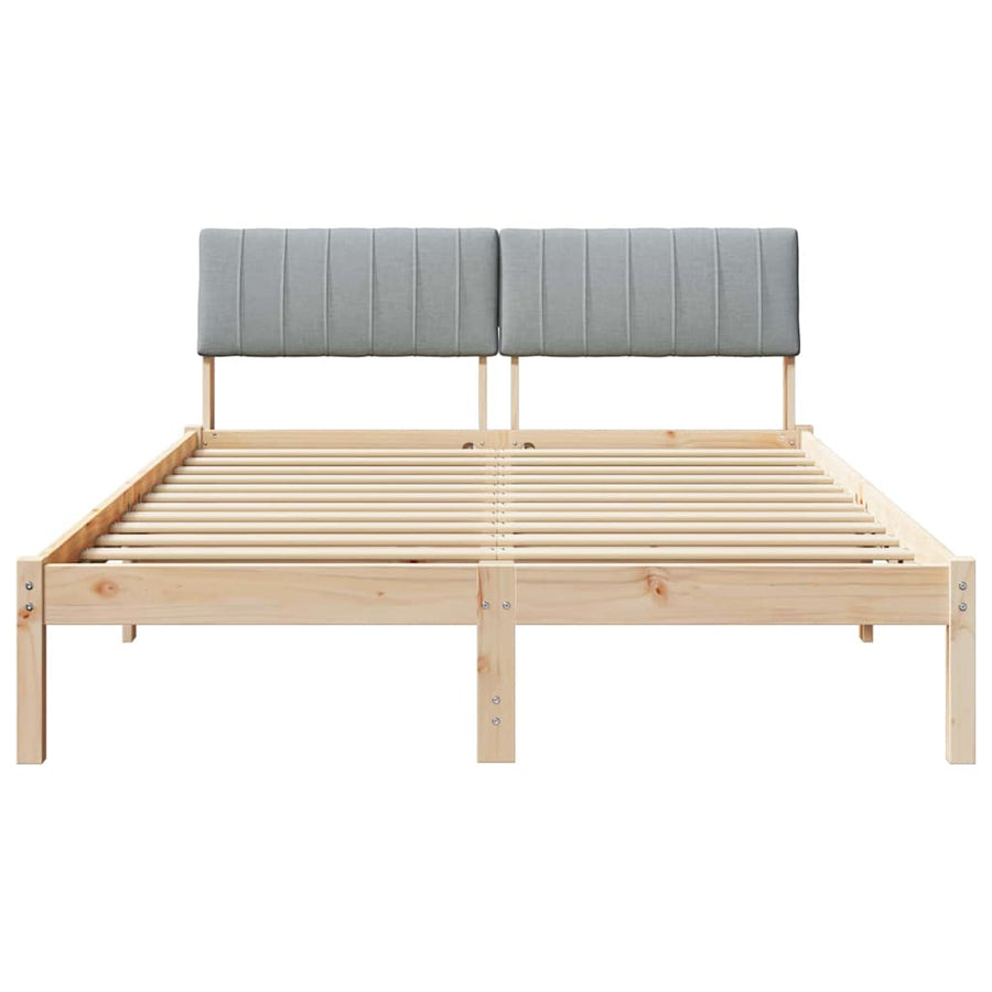 Bedframe Bruin en lichtgrijs 135 x 190 cm Massief grenenhout