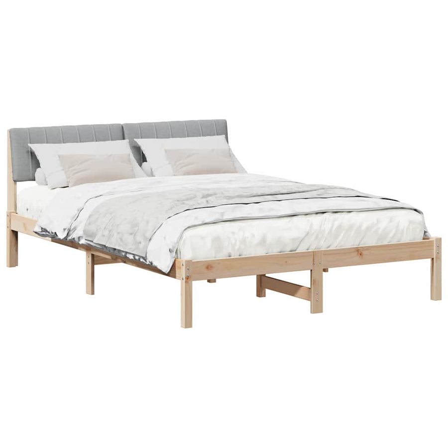 Bedframe Bruin en lichtgrijs 135 x 190 cm Massief grenenhout