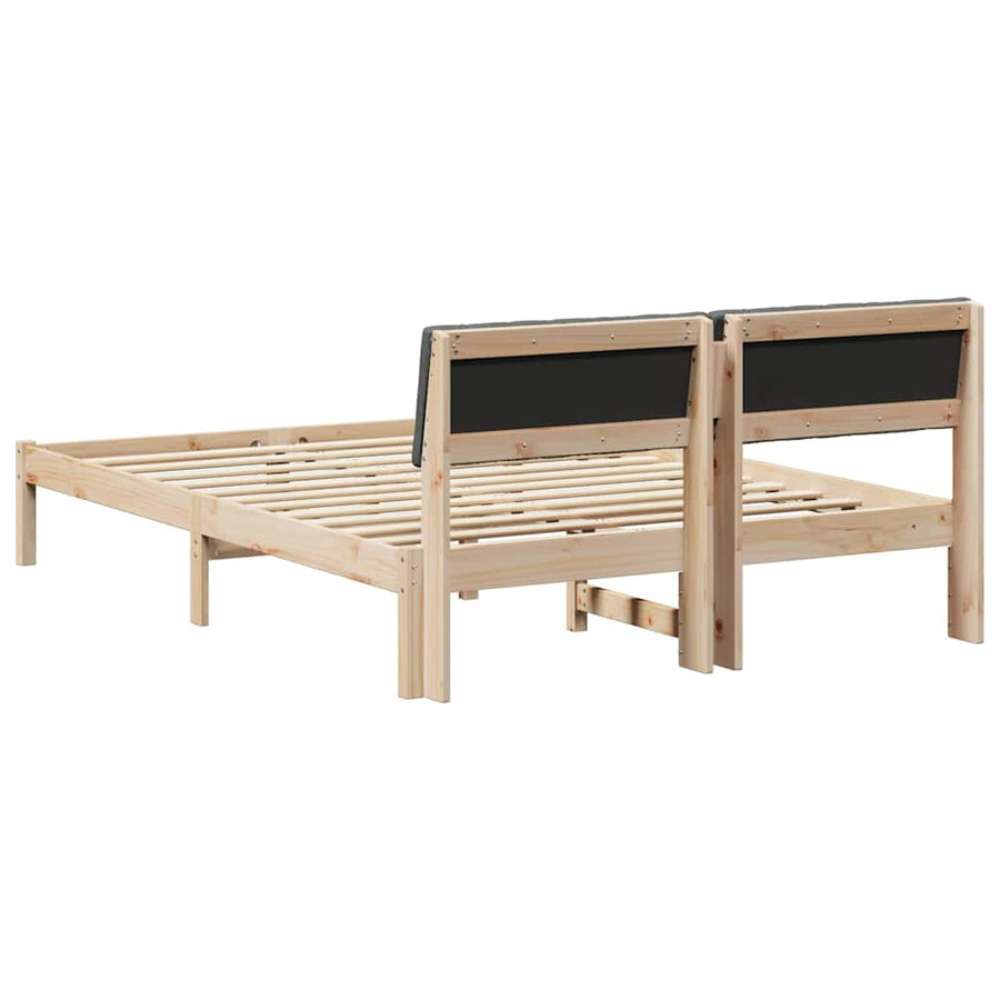 Bedframe Bruin en donkergrijs 135 x 190 cm Massief grenenhout