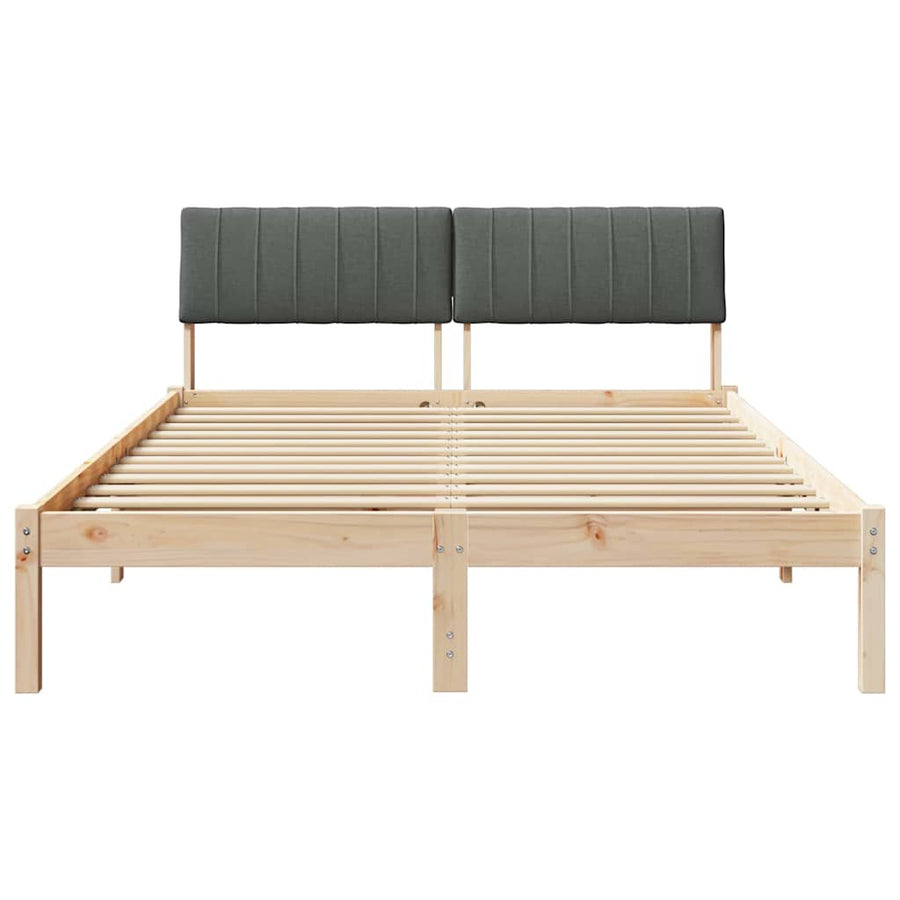 Bedframe Bruin en donkergrijs 135 x 190 cm Massief grenenhout
