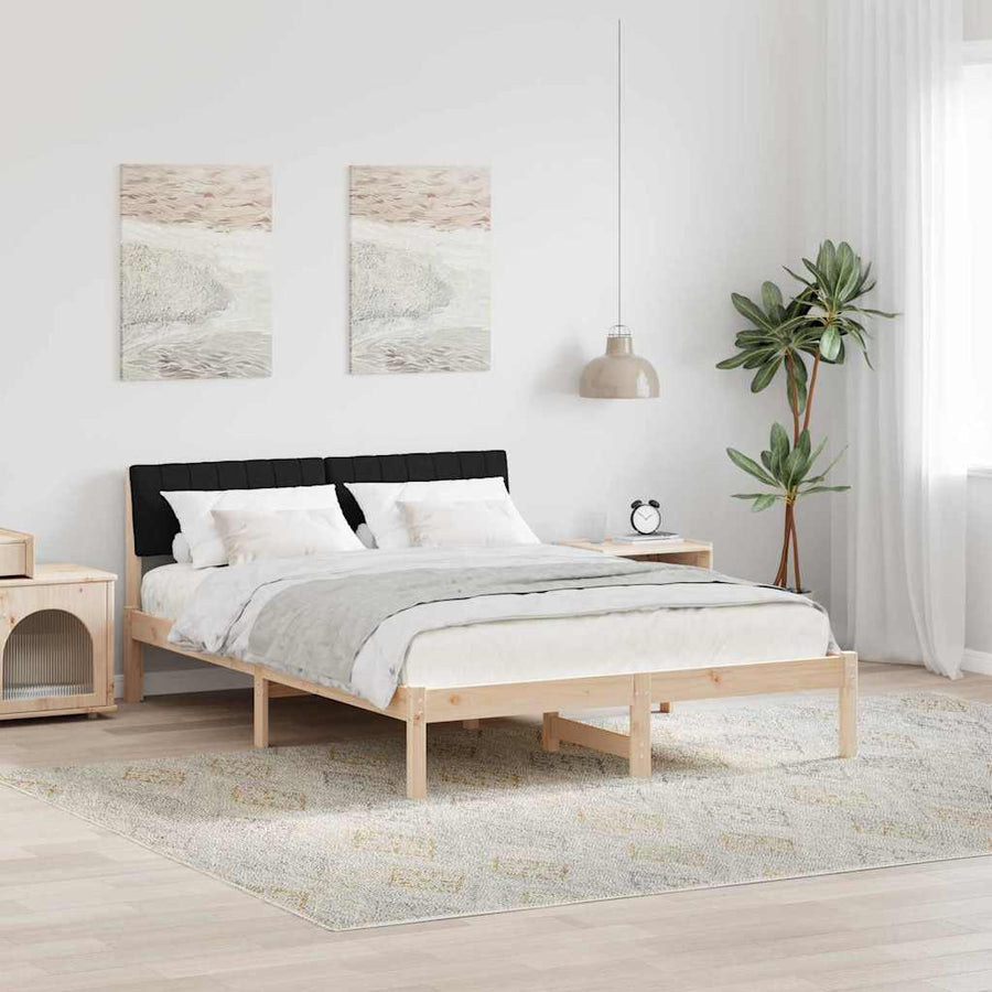 Bedframe Bruin en zwart 135 x 190 cm Massief grenenhout