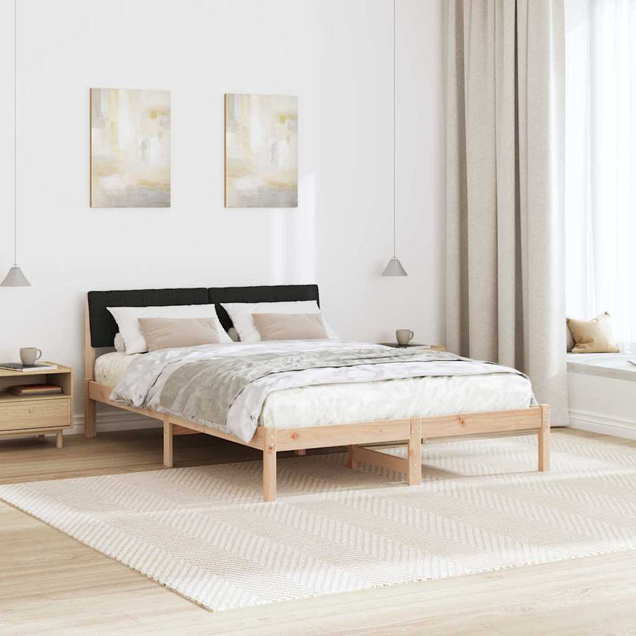 Bedframe Bruin en zwart 135 x 190 cm Massief grenenhout