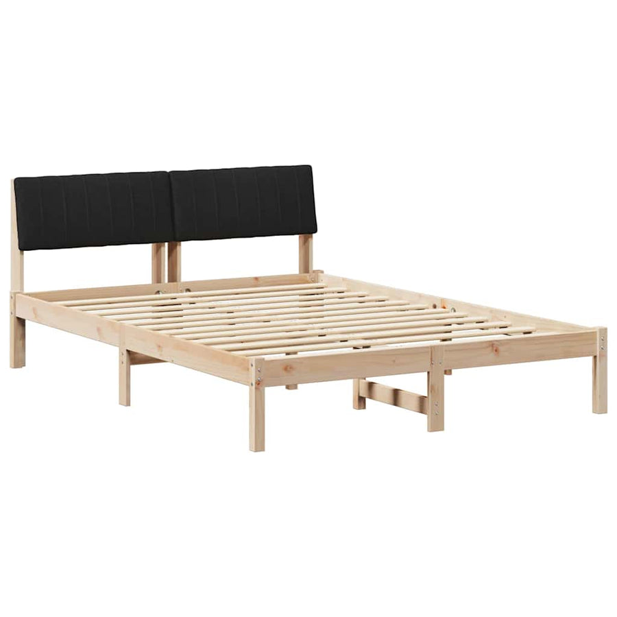 Bedframe Bruin en zwart 135 x 190 cm Massief grenenhout