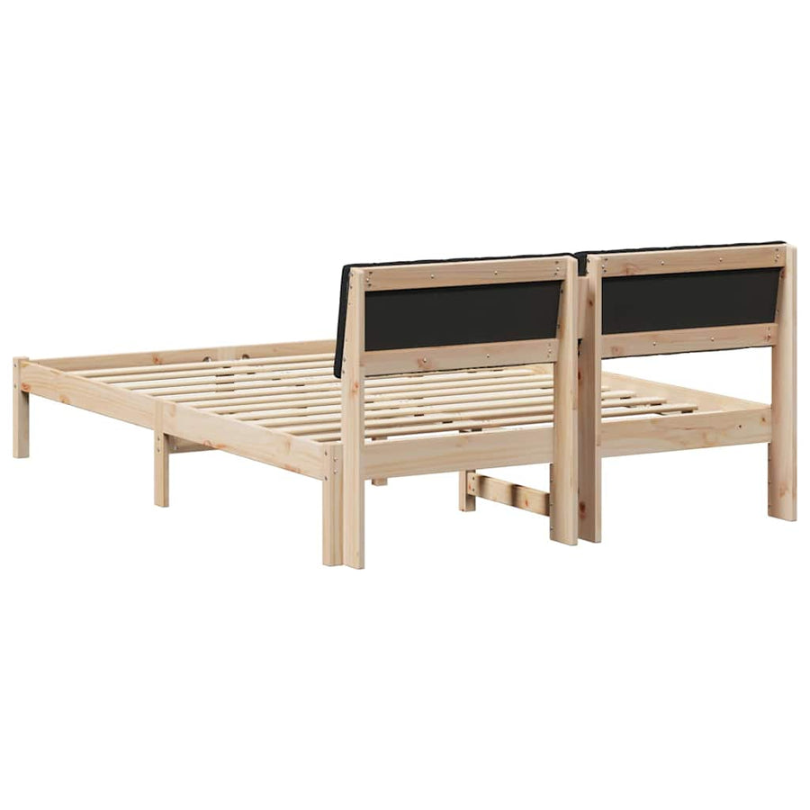 Bedframe Bruin en zwart 135 x 190 cm Massief grenenhout