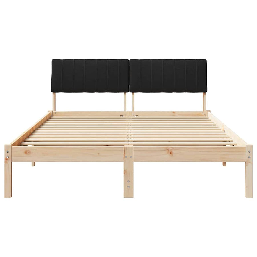 Bedframe Bruin en zwart 135 x 190 cm Massief grenenhout