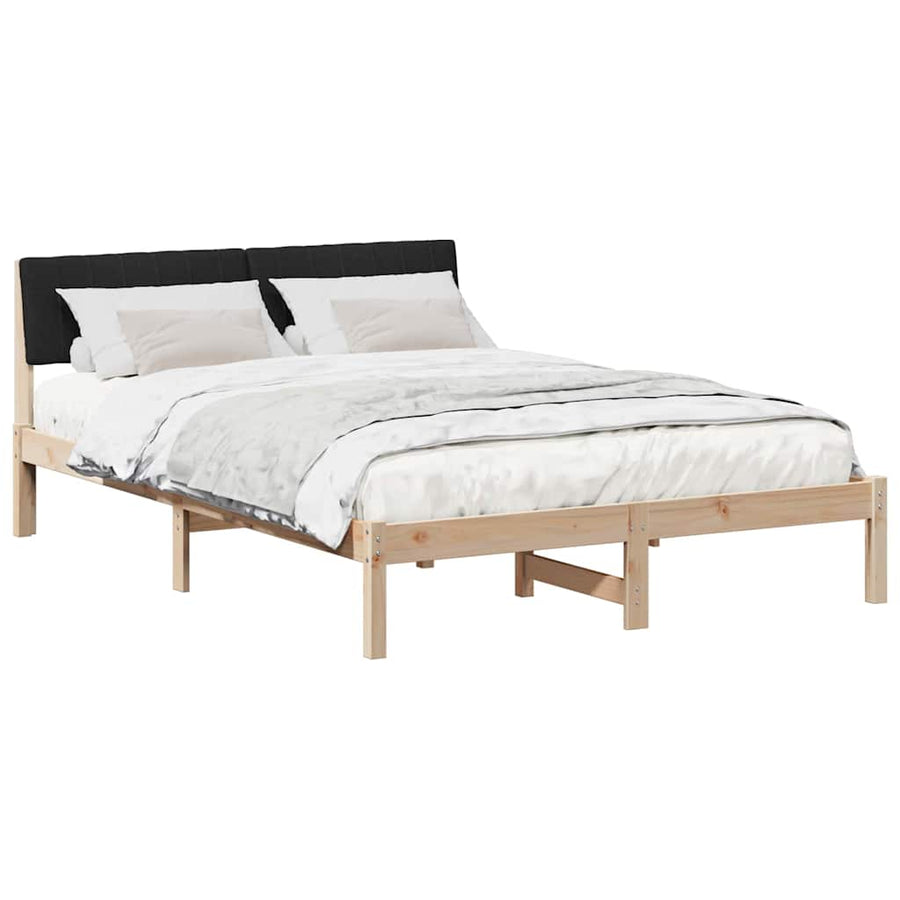 Bedframe Bruin en zwart 135 x 190 cm Massief grenenhout