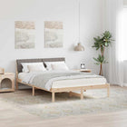 Bed Frame Brown and Taupe 135 x 190 cm Solid Pine Wood