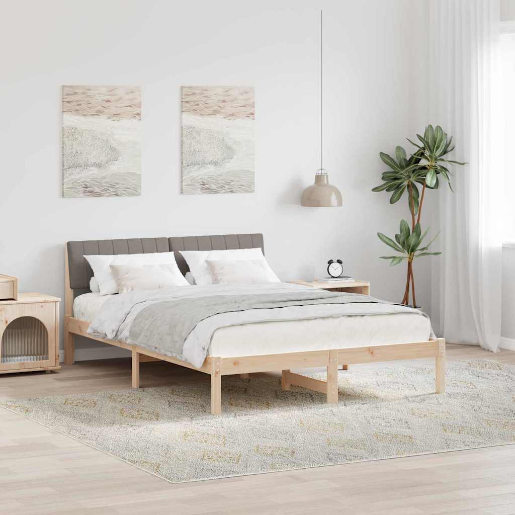 Bedframe Bruin en taupe 135 x 190 cm Massief grenenhout