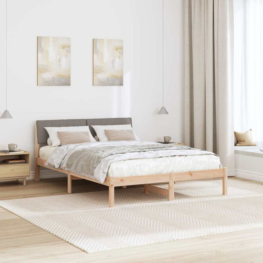 Bedframe Bruin en taupe 135 x 190 cm Massief grenenhout