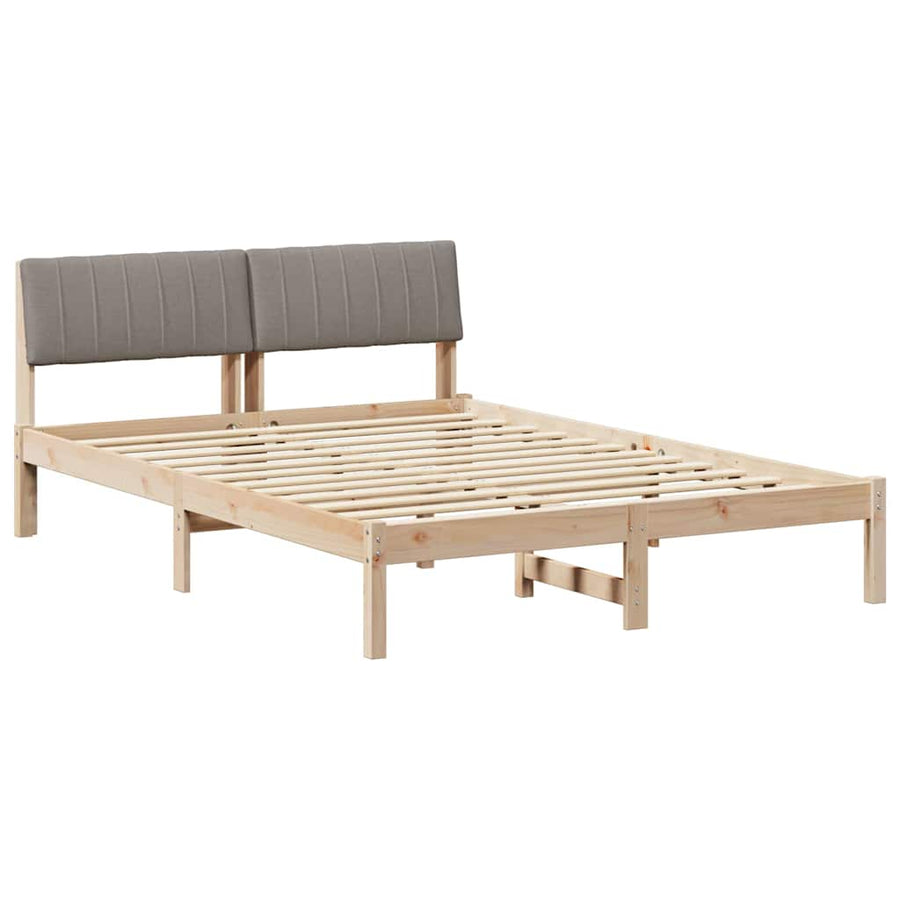 Bedframe Bruin en taupe 135 x 190 cm Massief grenenhout