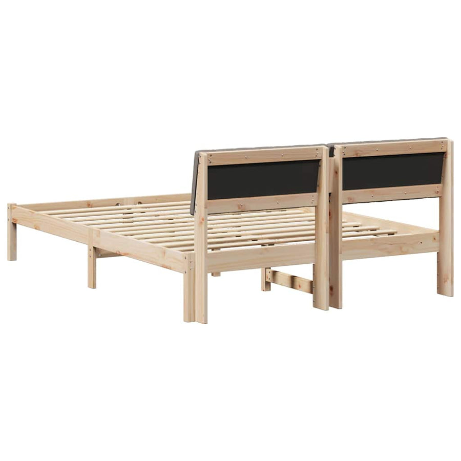Bedframe Bruin en taupe 135 x 190 cm Massief grenenhout