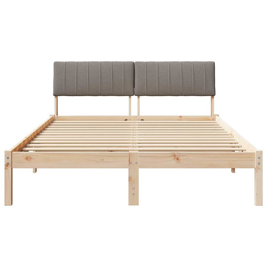Bedframe Bruin en taupe 135 x 190 cm Massief grenenhout