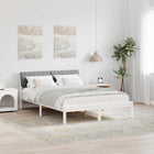 Bed Frame White and Light Gray 135 x 190 cm Solid Pine Wood