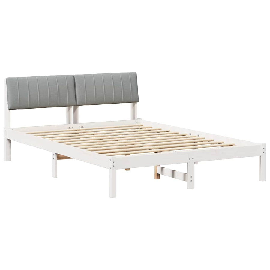 Bedframe Wit en lichtgrijs 135 x 190 cm Massief grenenhout