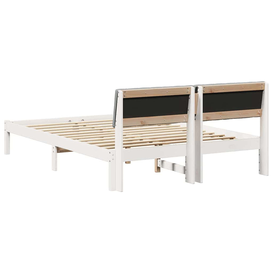 Bedframe Wit en lichtgrijs 135 x 190 cm Massief grenenhout