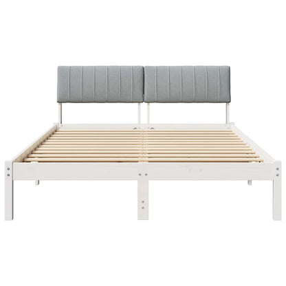 Bedframe Wit en lichtgrijs 135 x 190 cm Massief grenenhout