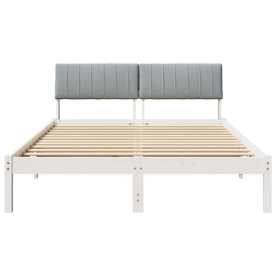 Bedframe Wit en lichtgrijs 135 x 190 cm Massief grenenhout