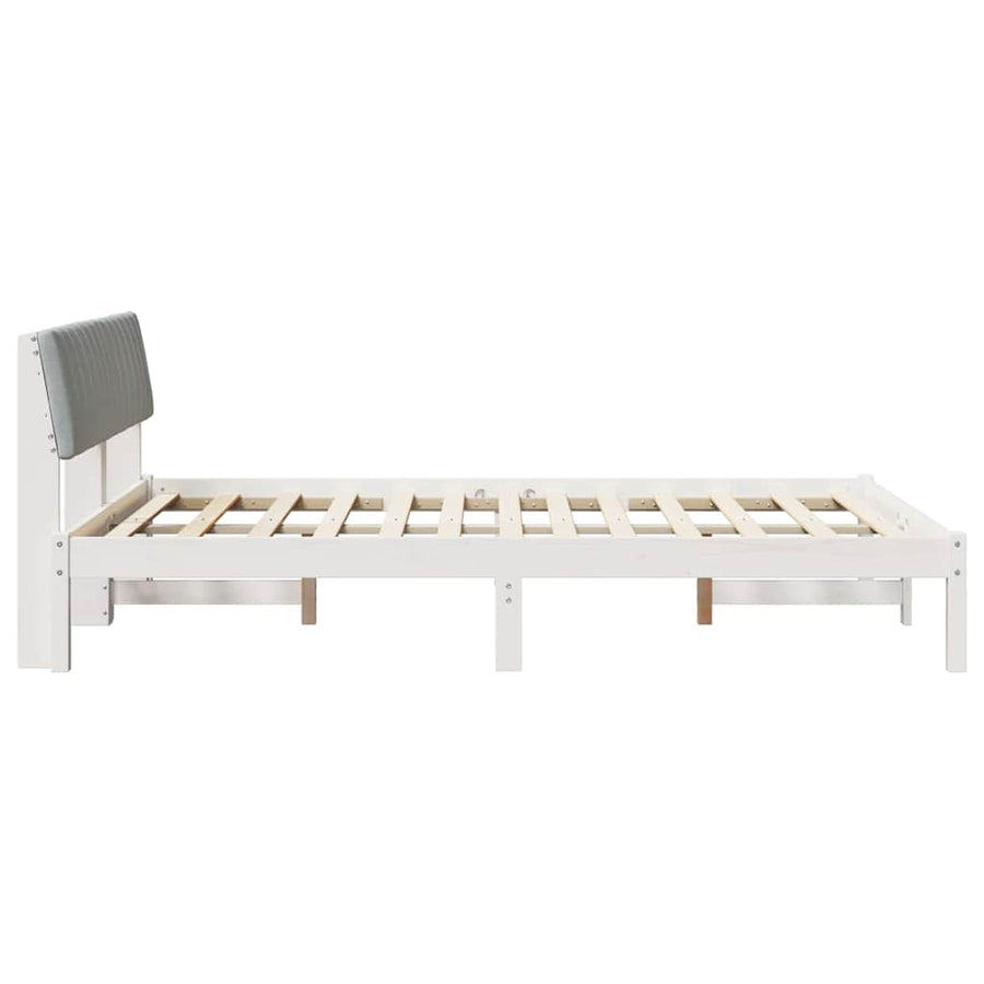 Bedframe Wit en lichtgrijs 135 x 190 cm Massief grenenhout