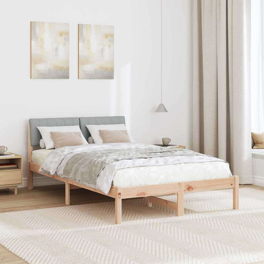 Bedframe Bruin en lichtgrijs 120 x 190 cm Massief grenenhout