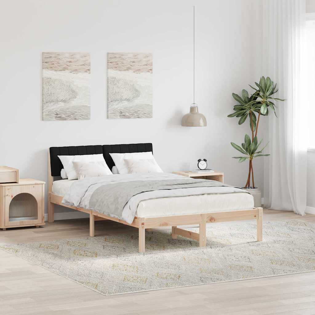 Bedframe Bruin en zwart 120 x 190 cm Massief grenenhout