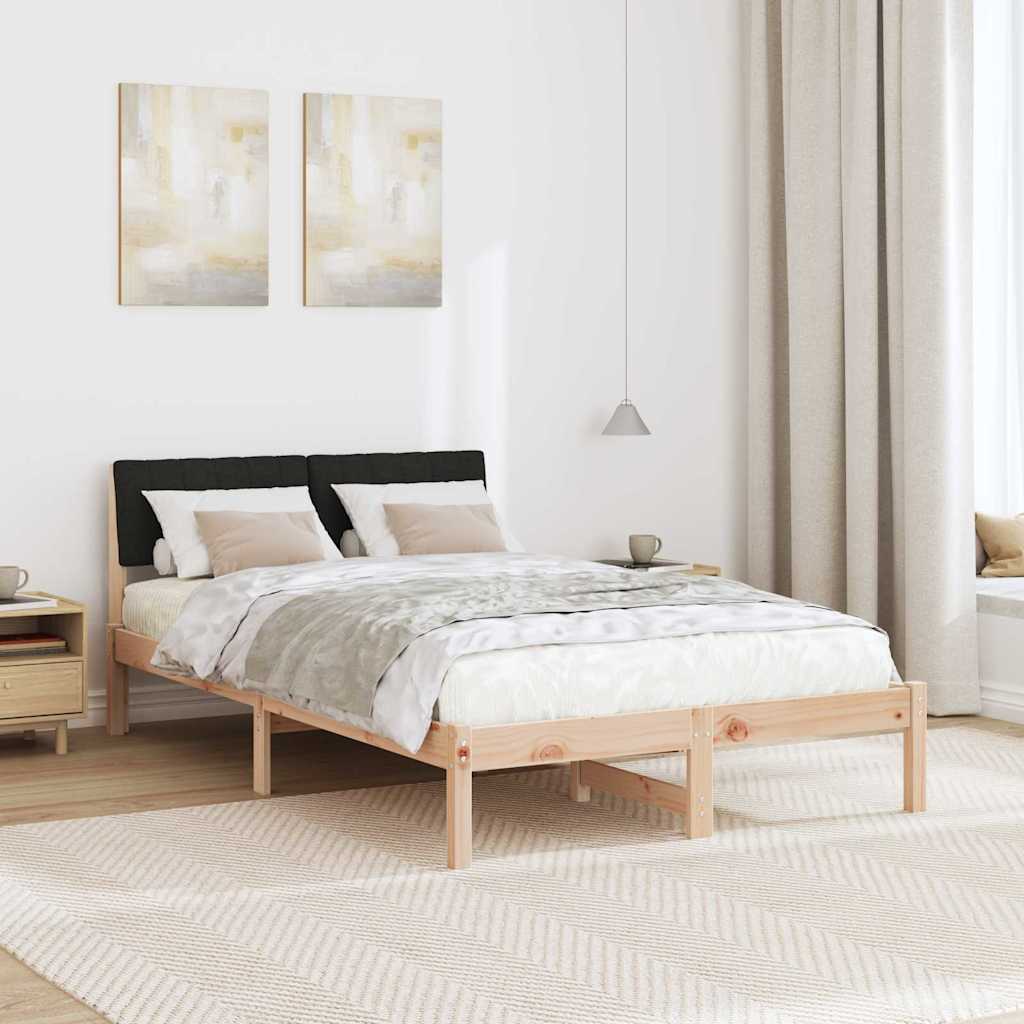 Bedframe Bruin en zwart 120 x 190 cm Massief grenenhout